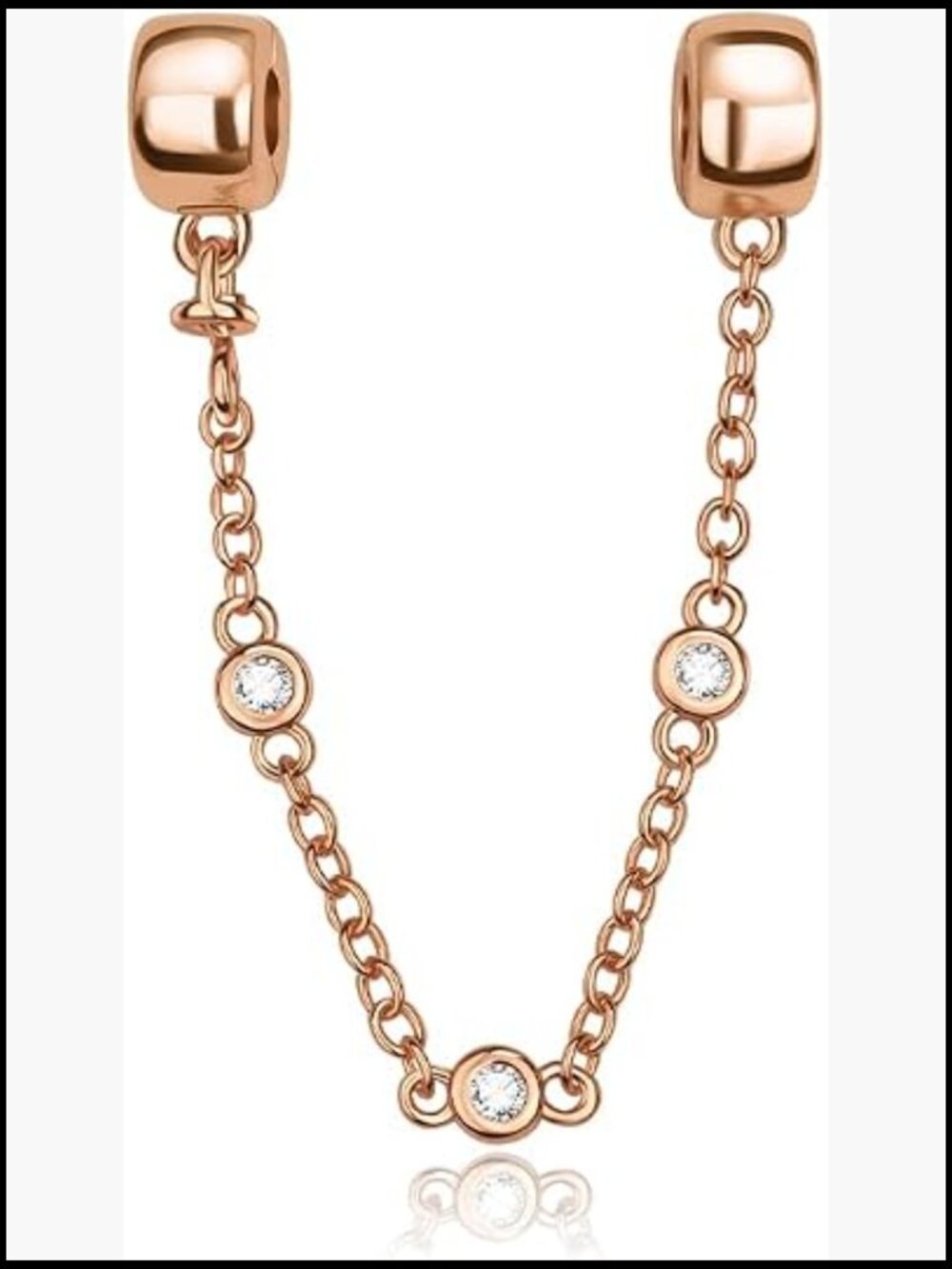 Sterling Silver Charm Bead Clasp Love Safety Chain - Fit European Style Bracelet